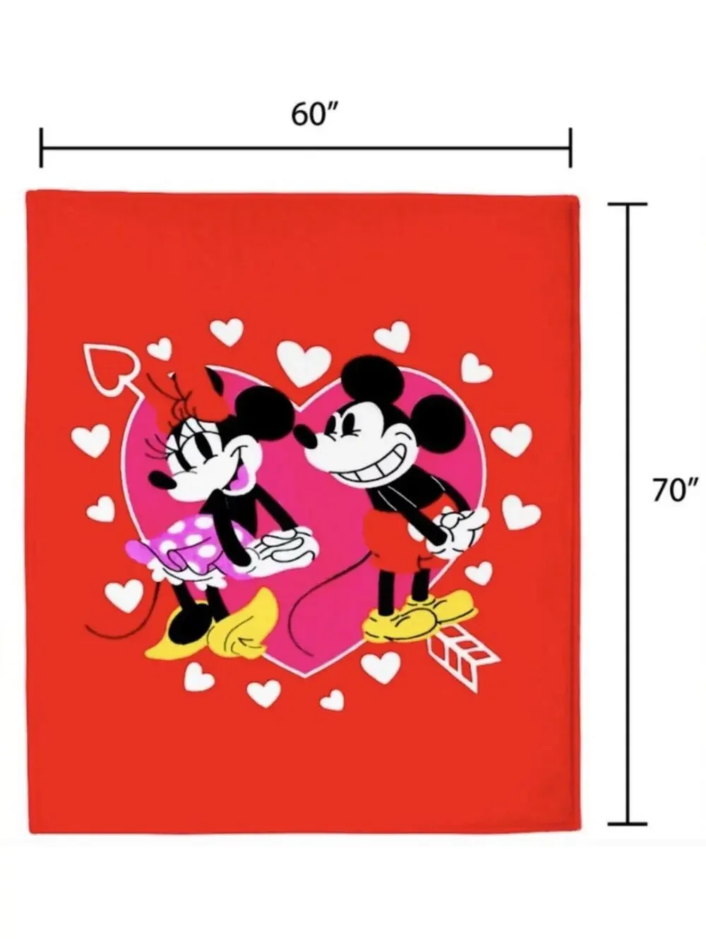 (RA) Disney Mickey Minnie Mouse Valentine Cupid Love Silk Touch Throw Blanket
